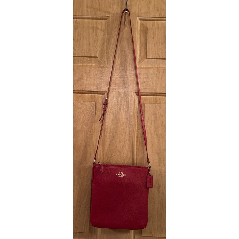 Coach North South Crossbody Bag-Red w/ Adjustable Strap Gold Hardware.Excellent!